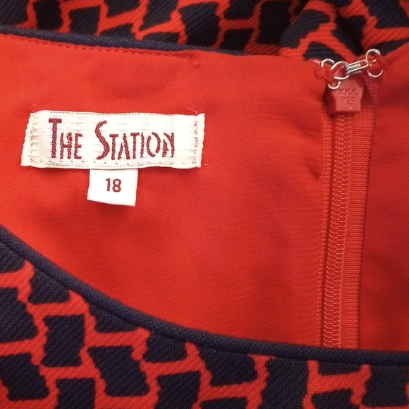 The Station Red & Navy Fit and Flare Dress size 18 - Picture 2 of 7